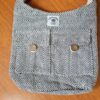 Bolsa indiana 100% Hemp fibra natural com alça longa cru e preto