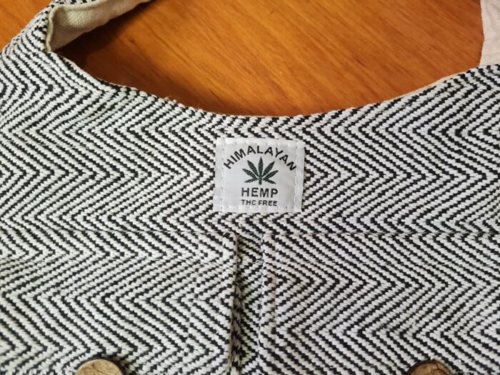 Bolsa indiana 100% Hemp fibra natural com alça longa cru e preto