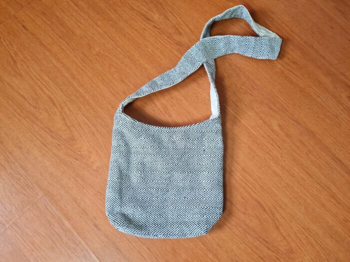 Bolsa indiana 100% Hemp fibra natural com alça longa cru e preto