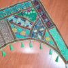 Bandô de porta indiano (Toran) em arco bordado verde e colorido 95cm