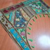 Bandô de porta indiano (Toran) em arco bordado verde e colorido 95cm