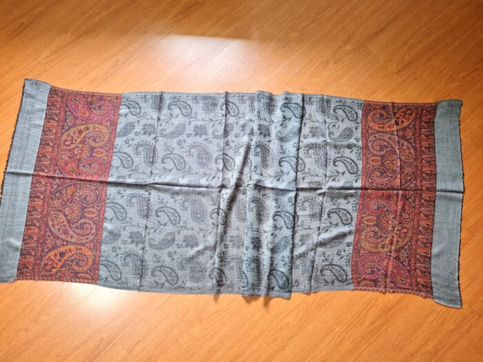 Pashmina indiana original cinza e tons terrosos