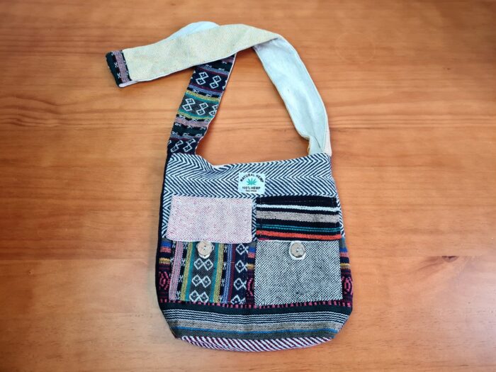 Bolsa indiana 100% Hemp fibra natural com alça longa color etnic