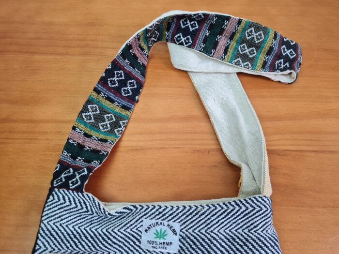 Bolsa indiana 100% Hemp fibra natural com alça longa color etnic