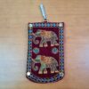 Bolsinha indiana Porta celular bordado de elefante bordô
