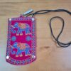 Bolsinha indiana Porta celular bordado de elefante pink
