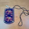 Bolsinha indiana Porta celular bordado de elefante azul marinho