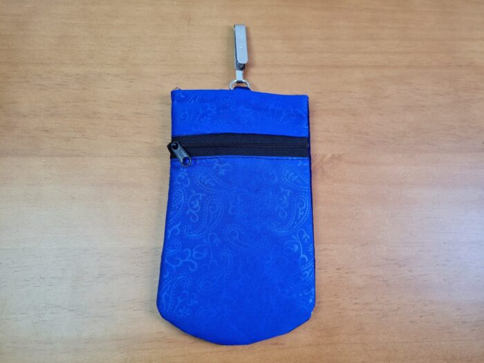 Bolsinha indiana Porta celular bordado de elefante azul marinho e verde