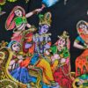 Painel grande clássico de deidade hindu Krishna com as Gopis em barca