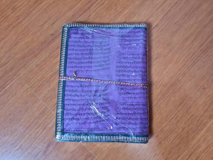 Caderno indiano artesanal estampa de Buda 19x14cm roxo