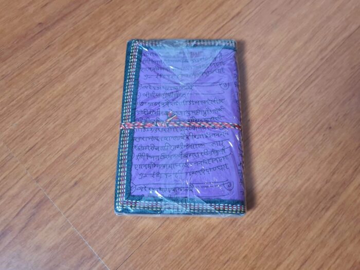 Caderno indiano artesanal estampa de Buda 15x10cm roxo