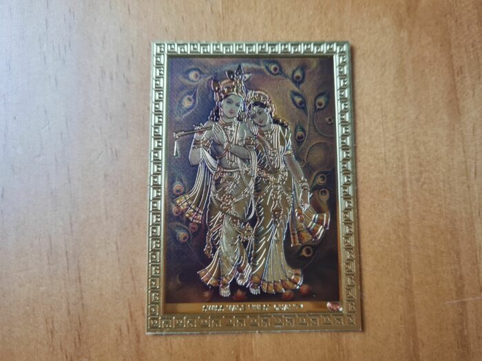adesivo de Radha & Krishna dourado acabamento fino