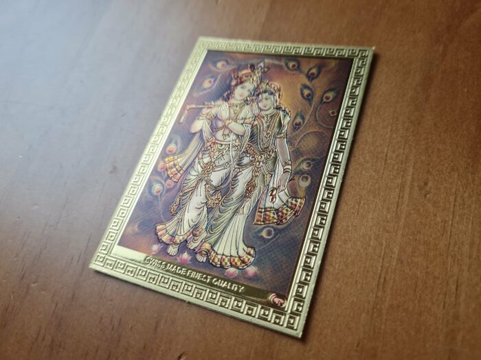 adesivo de Radha & Krishna dourado acabamento fino