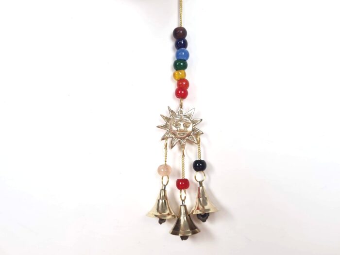 Sino dos ventos de metal com símbolo de Surya Sun e 7 chakras P