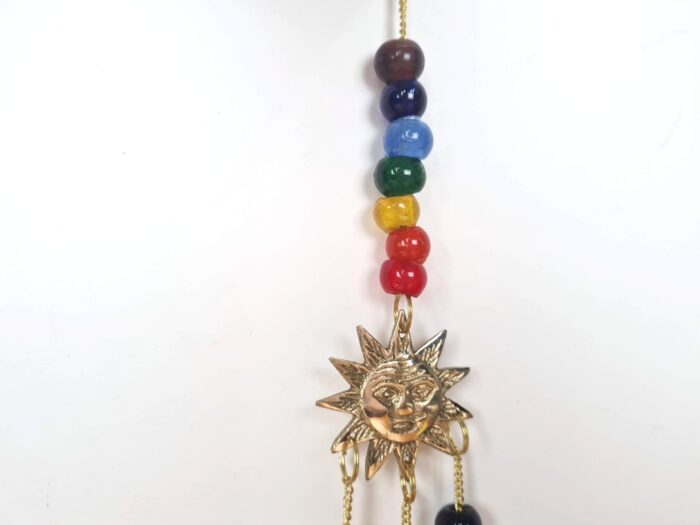 Sino dos ventos de metal com símbolo de Surya Sun e 7 chakras P