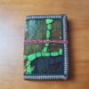 caderno indiano artesanal patchwork verde com aplicações