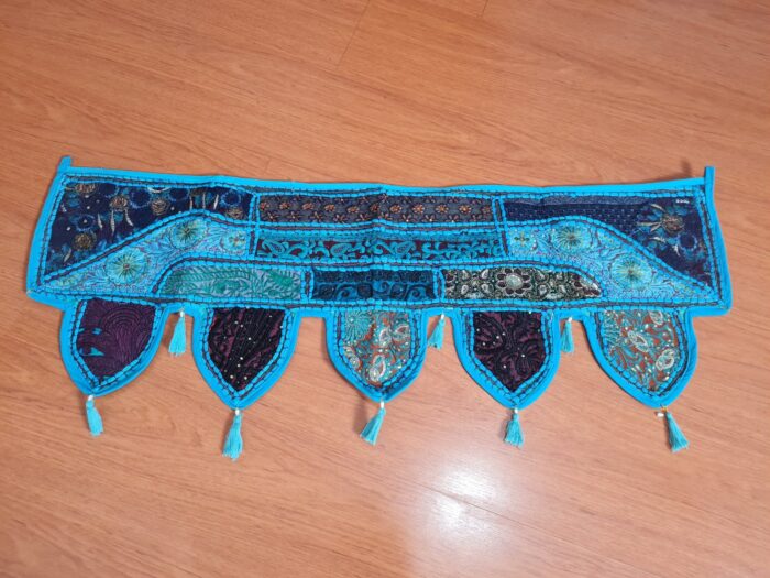 bandô de porta indiano (toran) com 5 pontas bordado