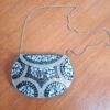 bolsa de mosaico de pedras indiana, feita de metal revestido de pedrarias, madrepérolas