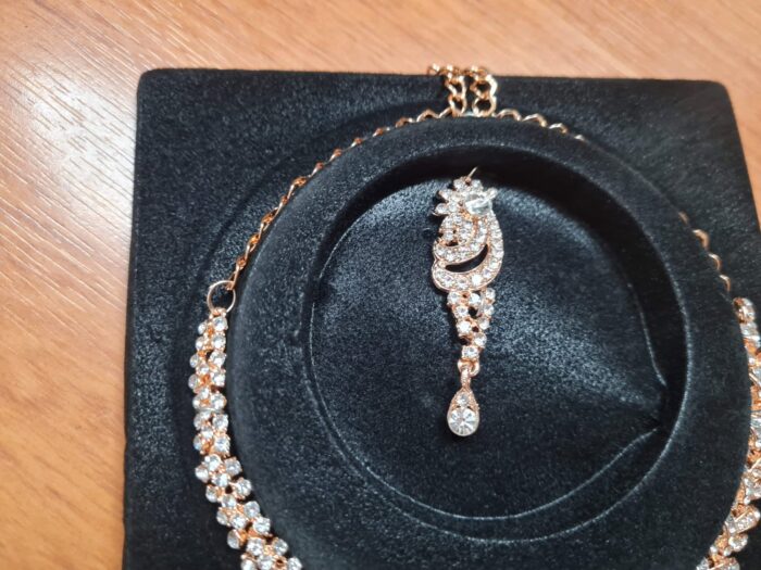 Conjunto completo de semi joia clássica indiana arabescos com gota