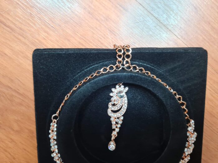 Conjunto completo de semi joia clássica indiana arabescos com gota