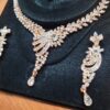 Conjunto completo de semi joia clássica indiana arabescos com gota