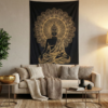 Panô indiano de algodão estampa de Buda linha Gold 2,10m