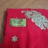 Sari indiano de seda luxuoso para noivas vermelho e dourado bordado e pedrarias