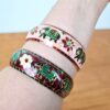 Duo de pulseiras indianas de metal esmaltadas elefantes rosa e vinho