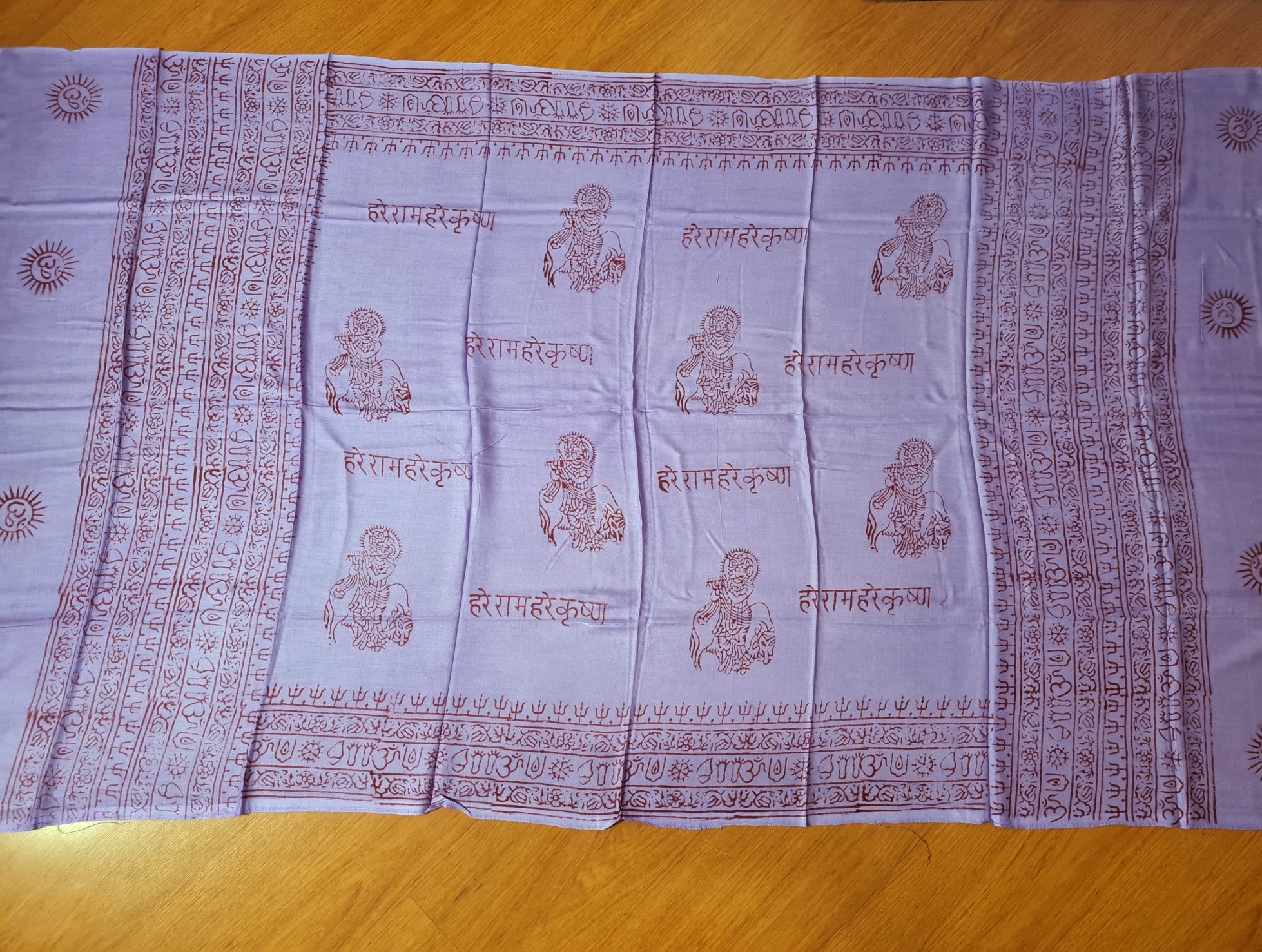 Chadar de oração indiano (manto de oração) de algodão estampa de Krishna