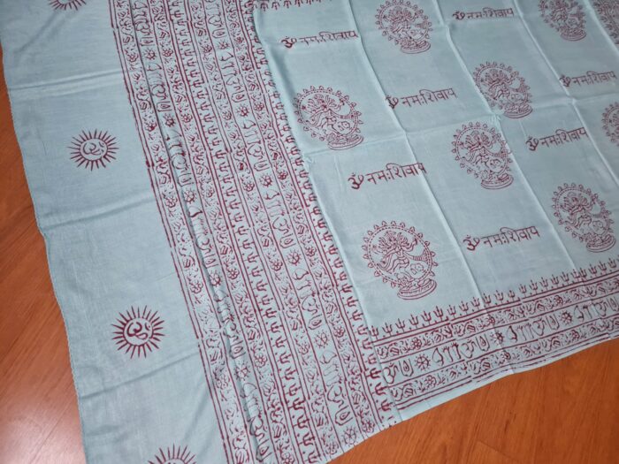 Chadar indiano (manto de oração) de Shiva Nataraja azul claro