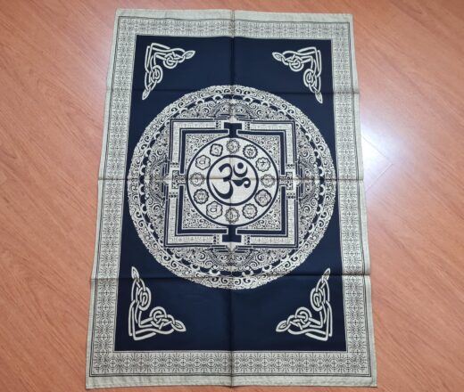 panô indiano gold estampa yantra com símbolo do OM (aum) 100cm