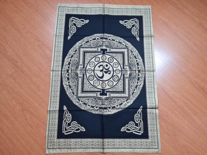 20230418_192414 panô indiano gold estampa yantra com símbolo do OM (aum) 100cm