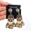 brinco indiano design pavão dourado com pedras coloridas