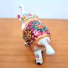 Elefante de metal esmaltado com técnica Cloisonné branco e color 10cm