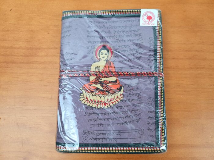 agenda indiana artesanal de Buda lilás 20x15cm