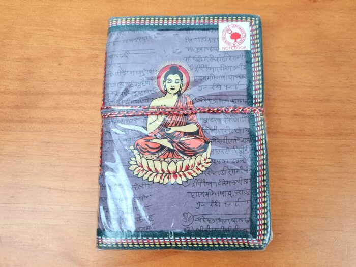 agenda indiana artesanal de Buda lilás 18x13cm