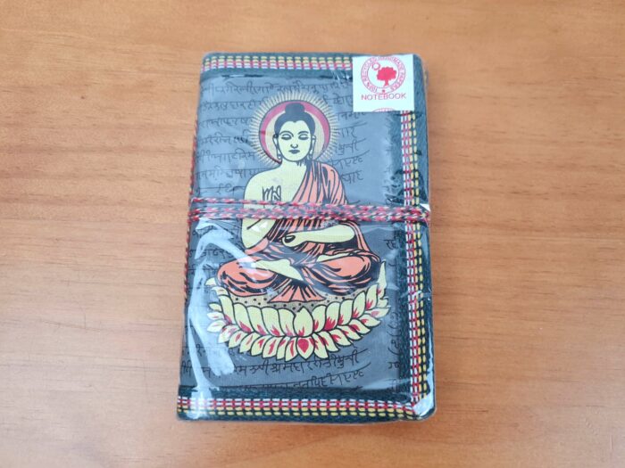 agenda indiana artesanal de Buda cinza 15x10cm