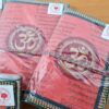 Kit com 4 cadernos indianos artesanais estampa de OM coral e dourado