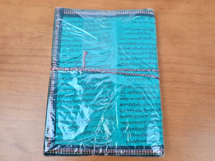 Caderno artesanal indiano estampa de Ganesha 20x15cm turquesa
