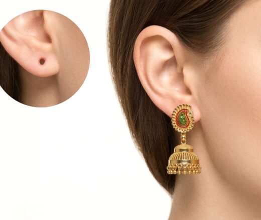 brinco indiano dourado de sino