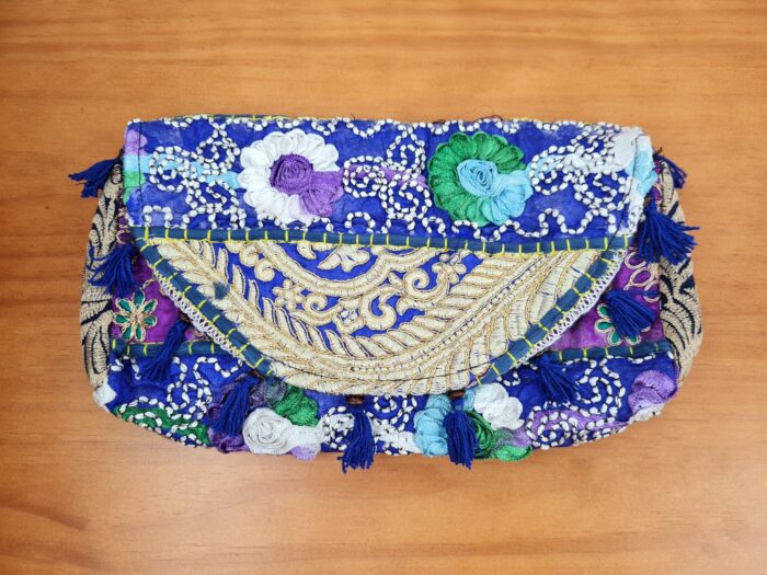 bolsa indiana patchwork lilás com tassel