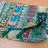 Bolsa indiana Banjara 100% bordada a mão verde claro e coloridos