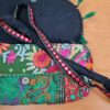 Bolsa indiana Banjara 100% bordada a mão verde e coloridos