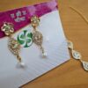 Conjunto de semi joia clássica indiana dourado strass com pérola
