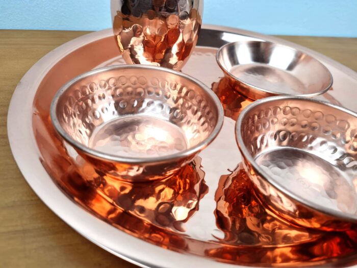 Conjunto de Thali em cobre puro para Poojas 5 peças