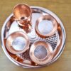 Conjunto de thali de cobre puro 5 peças