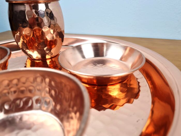 Conjunto de Thali em cobre puro para Poojas 5 peças