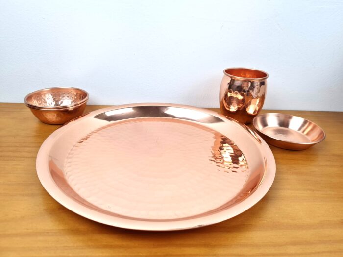Conjunto de Thali em cobre puro para Poojas 5 peças