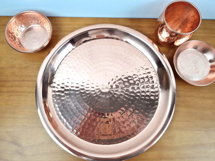 Conjunto de Thali em cobre puro para Poojas 5 peças