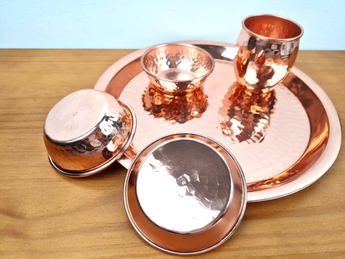 Conjunto de Thali em cobre puro para Poojas 5 peças